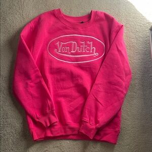 Von Dutch Women's Vibrant Pink Crew Neck Sweater
